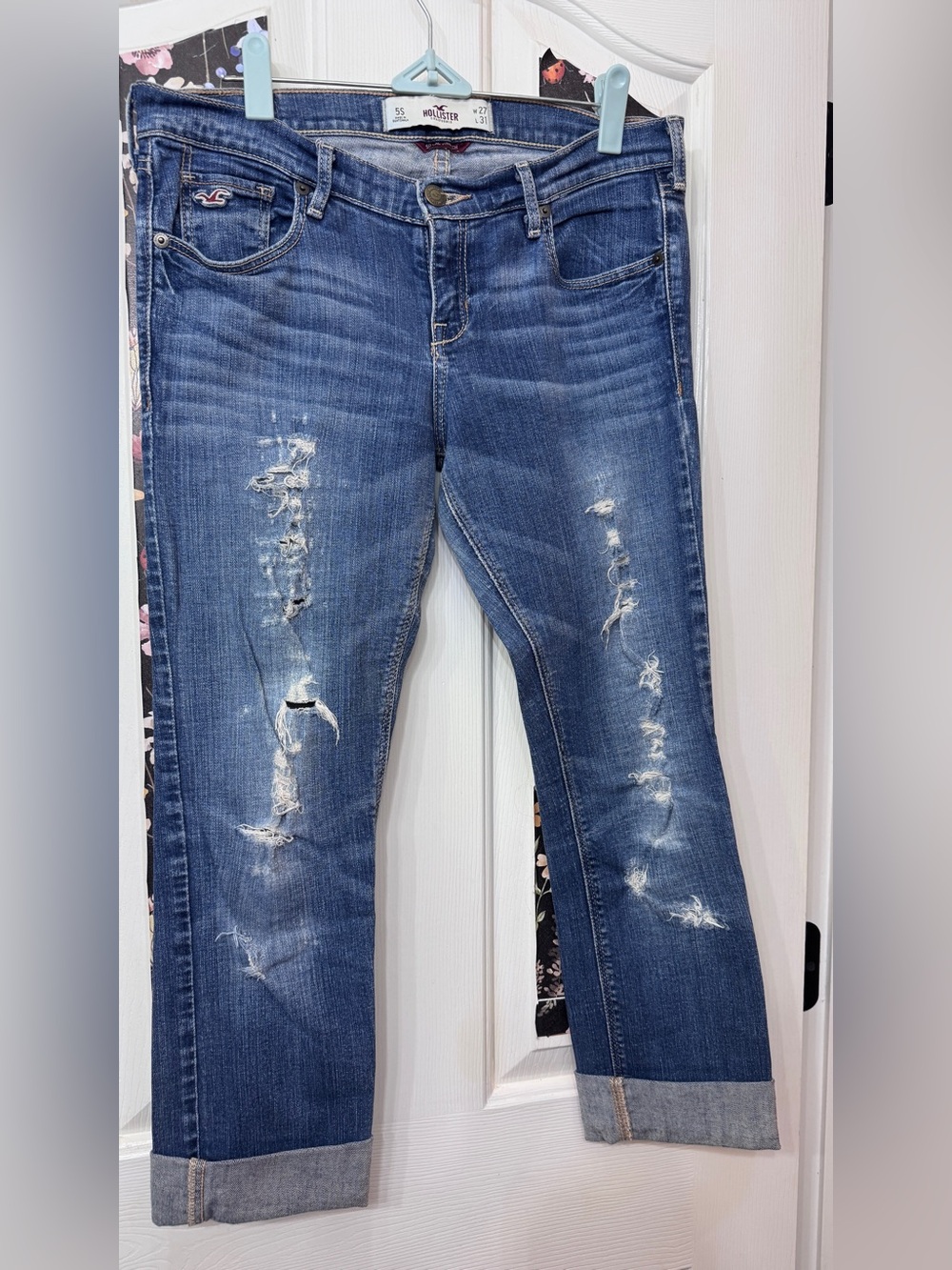Hollister Distressed Cuffed Ankle Jeans - y2k